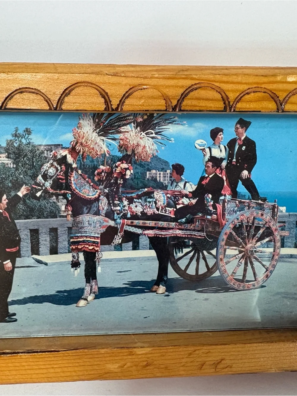 ⁠Vintage Sicilian Horse Cart Wood Wall Plaque Carretto Siciliano Italy Folk Art⁠